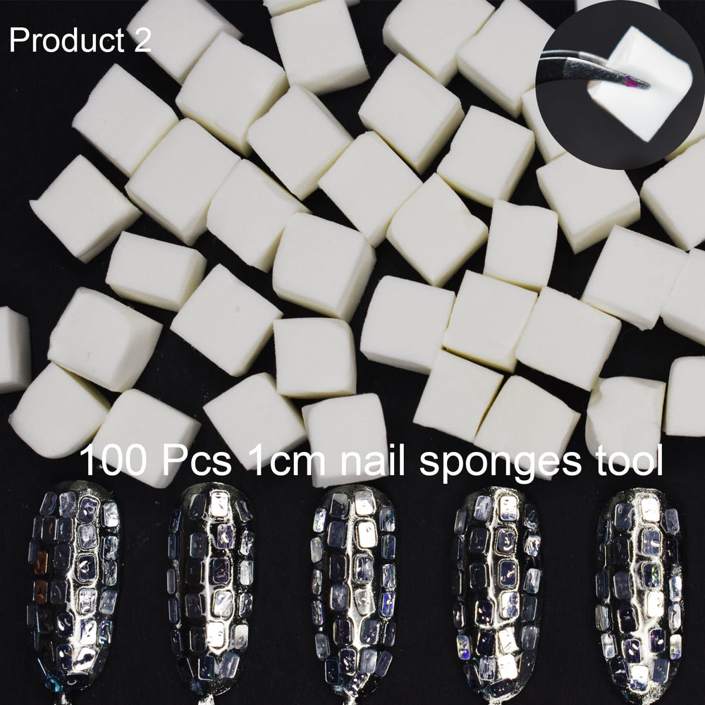 UARUOGP hands applying sequins with sponge for controlled, mess-free nail art