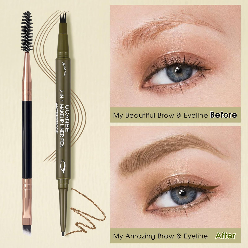 UCANBE close-up of 4-fork tip creating hair-like strokes for natural brow fill