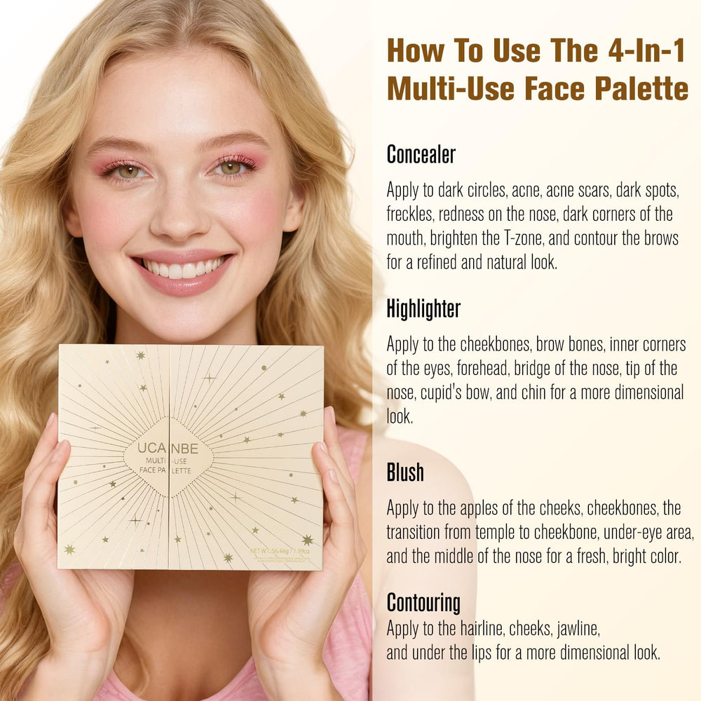 UCANBE applied on model cheeks showing natural sculpt and glow benefit