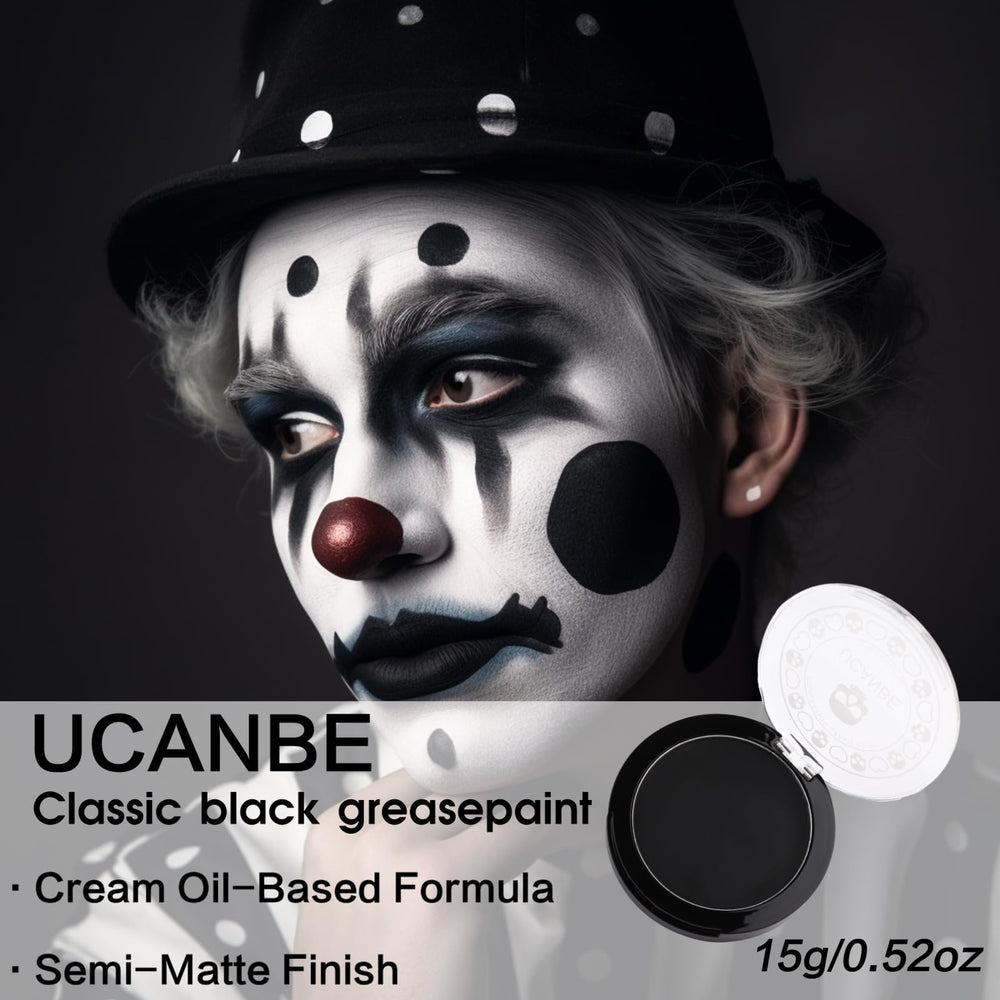 UCANBE black cream used for skeleton face detail showing dramatic effect benefit
