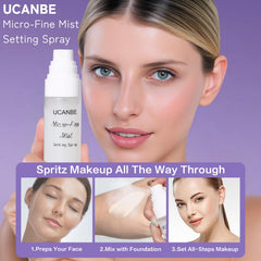 UCANBE bottle inside makeup bag for on-the-go refresh benefit