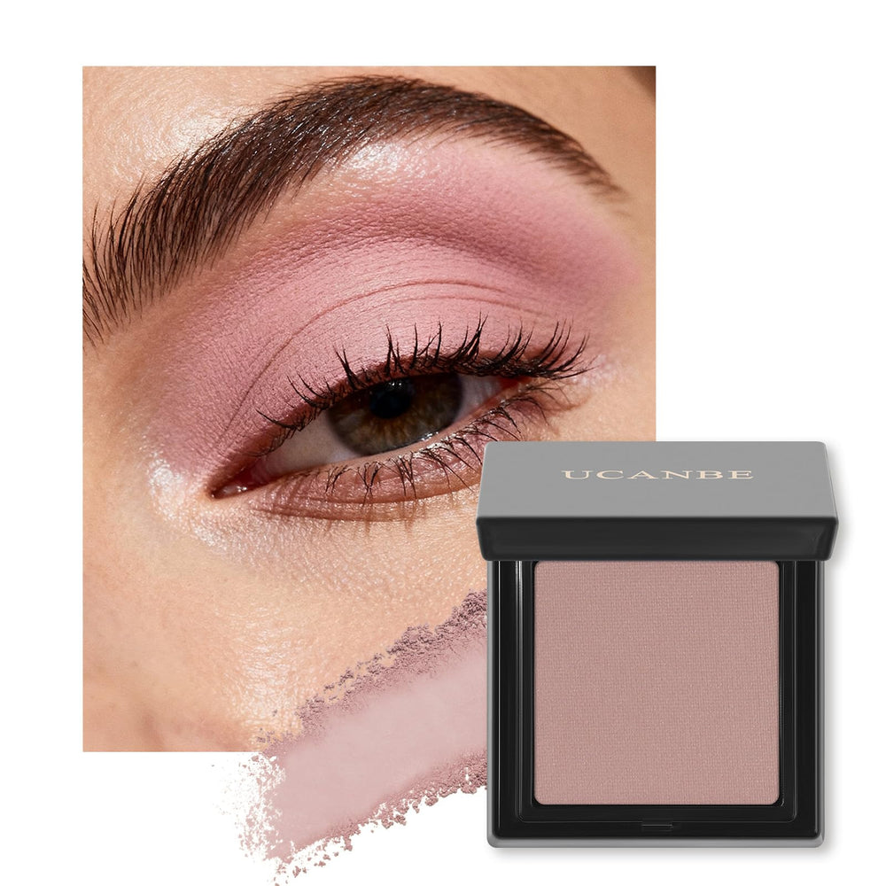 UCANBE dusty rose front pan showing matte mauve-pink shade and compact size benefit