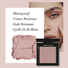 UCANBE dusty rose swatches on arm showing buildable color and true-to-pan payoff benefit