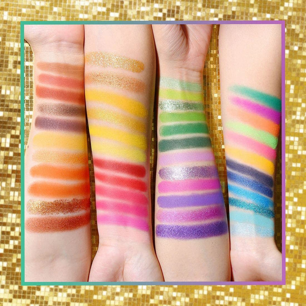UCANBE close-up of neon matte pans highlighting vivid pigment payoff and blendability