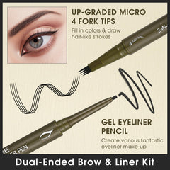 UCANBE four-fork tip closeup creating hair-like strokes for natural brow texture