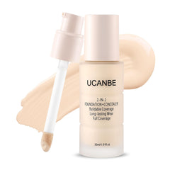 UCANBE front pump bottle Classic Ivory showing dual applicator benefit