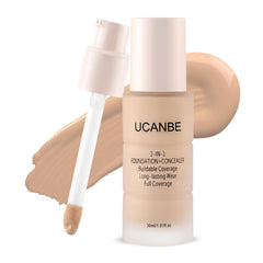 UCANBE front pump bottle showing medium beige shade and convenient dispenser