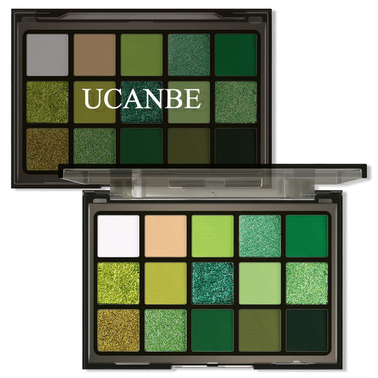 UCANBE green palette front compact showing 15 shades and travel-friendly design