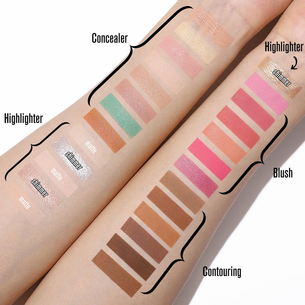 UCANBE shimmer highlighter swatches showing luminous finish and dimension