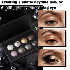 UCANBE lifestyle evening look showcasing radiant metallic eyeshadow impact