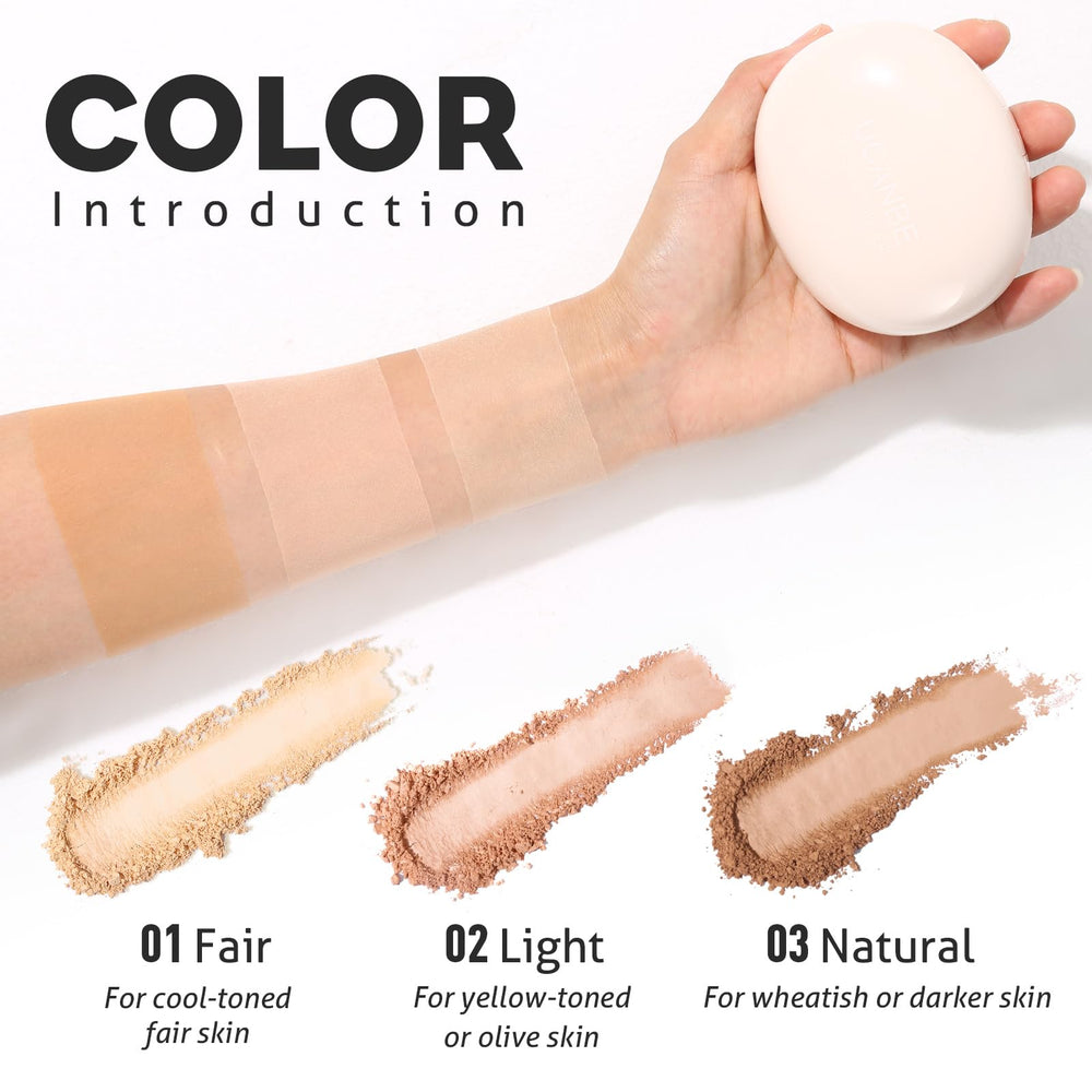 UCANBE open compact with mirror and puff for quick touch-ups benefit