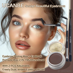 UCANBE open pots of pomade and clear wax displaying product versatility