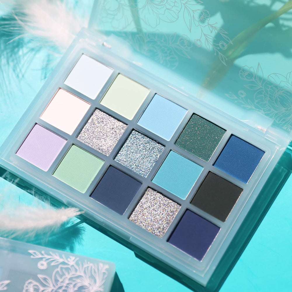 UCANBE packaging label detail showing shade names and palette finish information