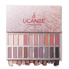 UCANBE palette front view showing all 20 neutral shades and compact case for travel