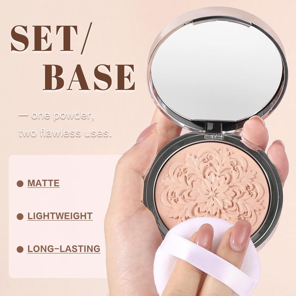 UCANBE pressed powder close-up texture showing smooth, airy finish
