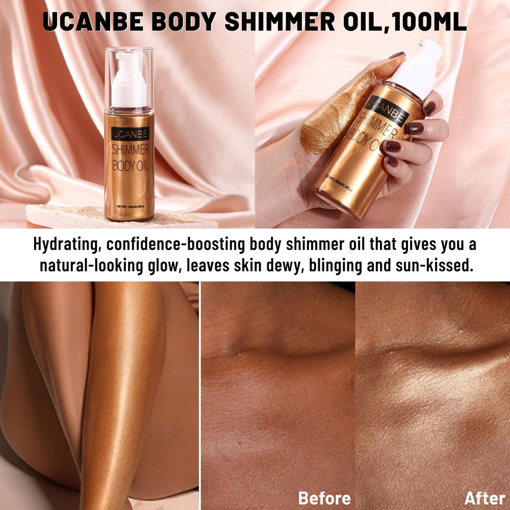 UCANBE applied to shoulders and clavicle, enhances contours and luminous look