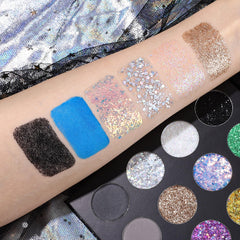 UCANBE palette applied on model for a party-ready glitter eye