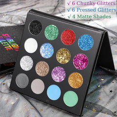 UCANBE fine pressed glitter detail demonstrating blendable shimmer