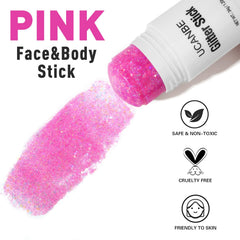 UCANBE stick applied on cheek demonstrates vibrant festival-ready glow