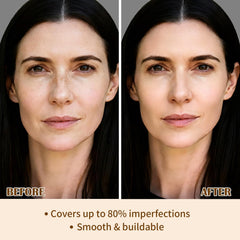 UCANBE texture swirled on skin showing smooth, blendable coverage and a soft-matte finish benefit