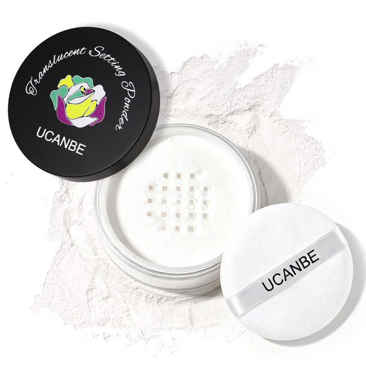 UCANBE powder front packaging showing branding and puff for quick application benefit