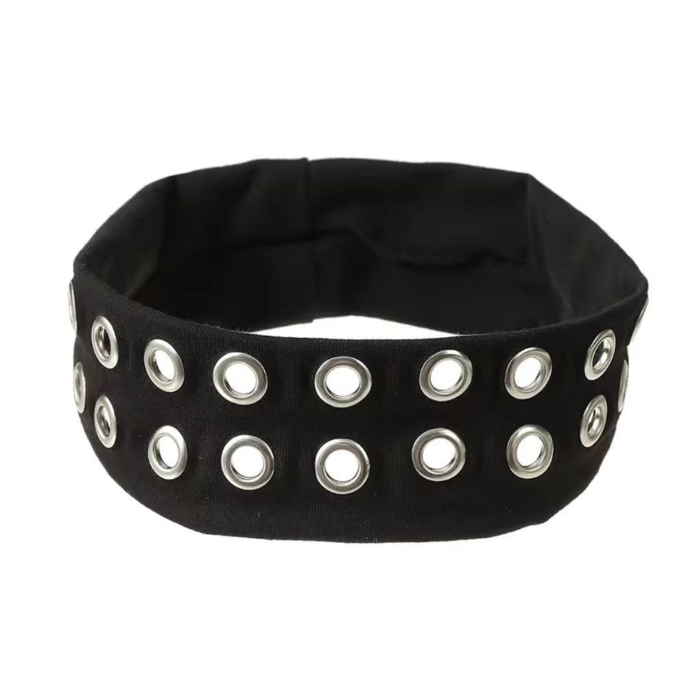 Uchyius headband side profile stretched to show secure elastic fit benefit