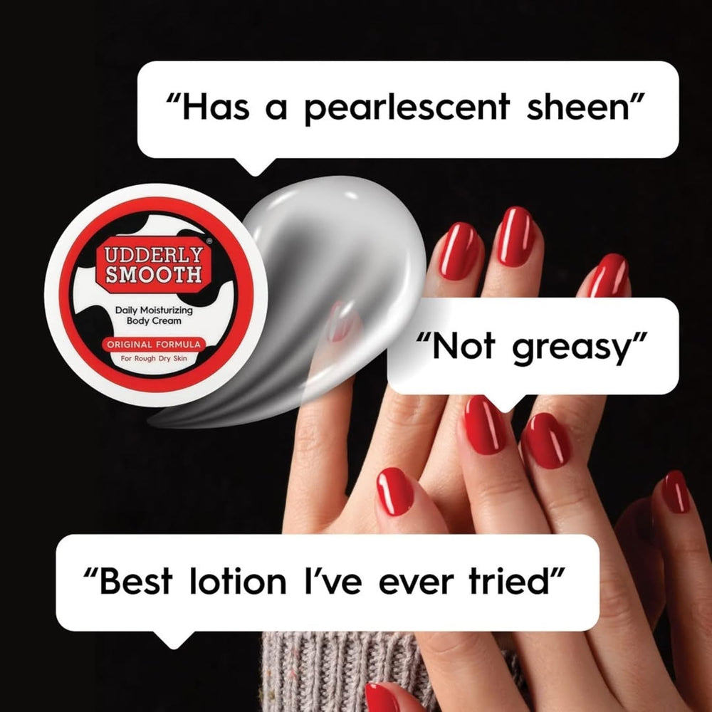 Udderly Smooth label ingredient panel showing allantoin and glycerin benefit