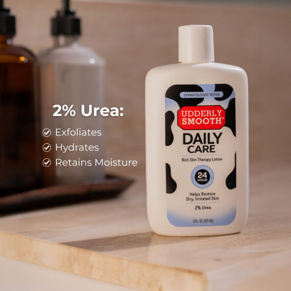 UDDERLY SMOOTH lotion texture close-up highlighting fast absorption benefit