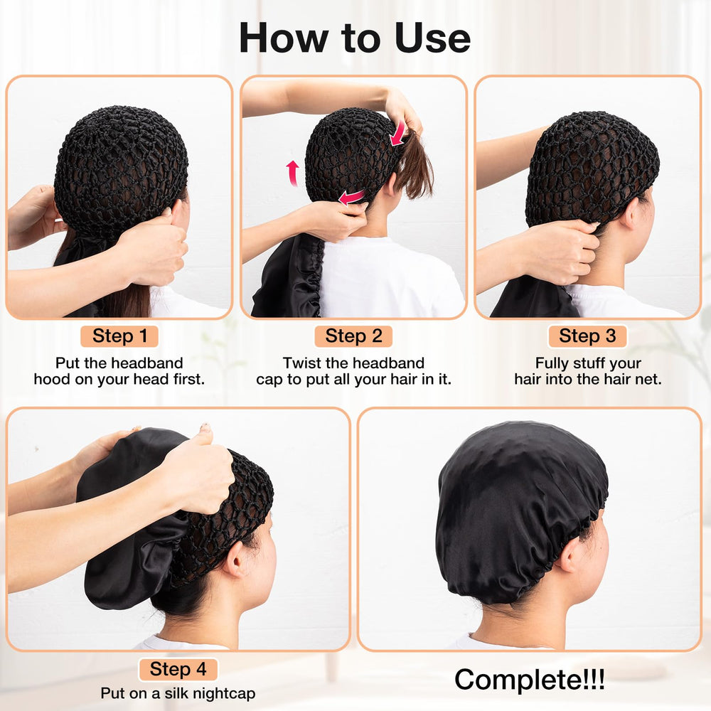 Udefineit bonnet next to hand showing size and hair capacity