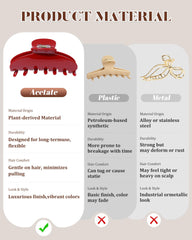 Ufgin red acetate two small claw clips detailed view for versatility