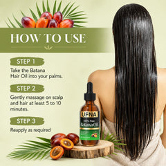 before and after hair showing fuller-looking strands after UFNA Batana use