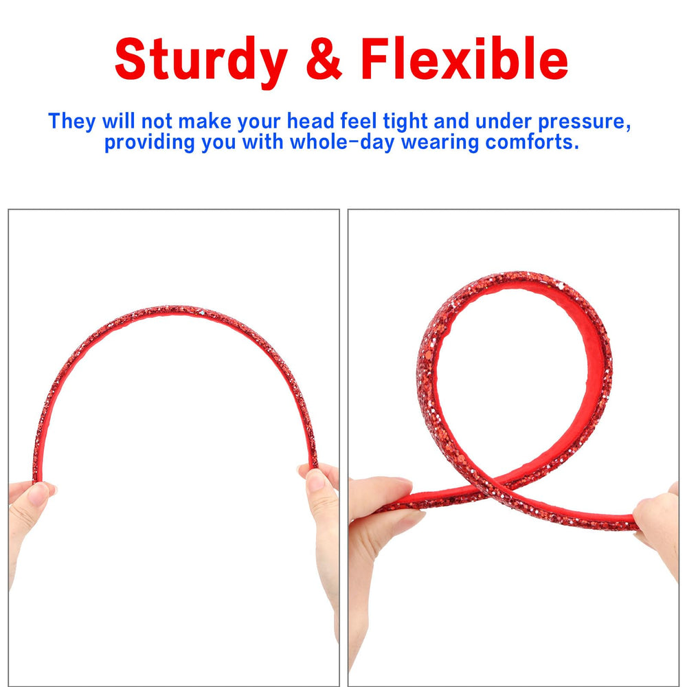 Uintoon red glitter headband isolated to show vivid color and festive bling