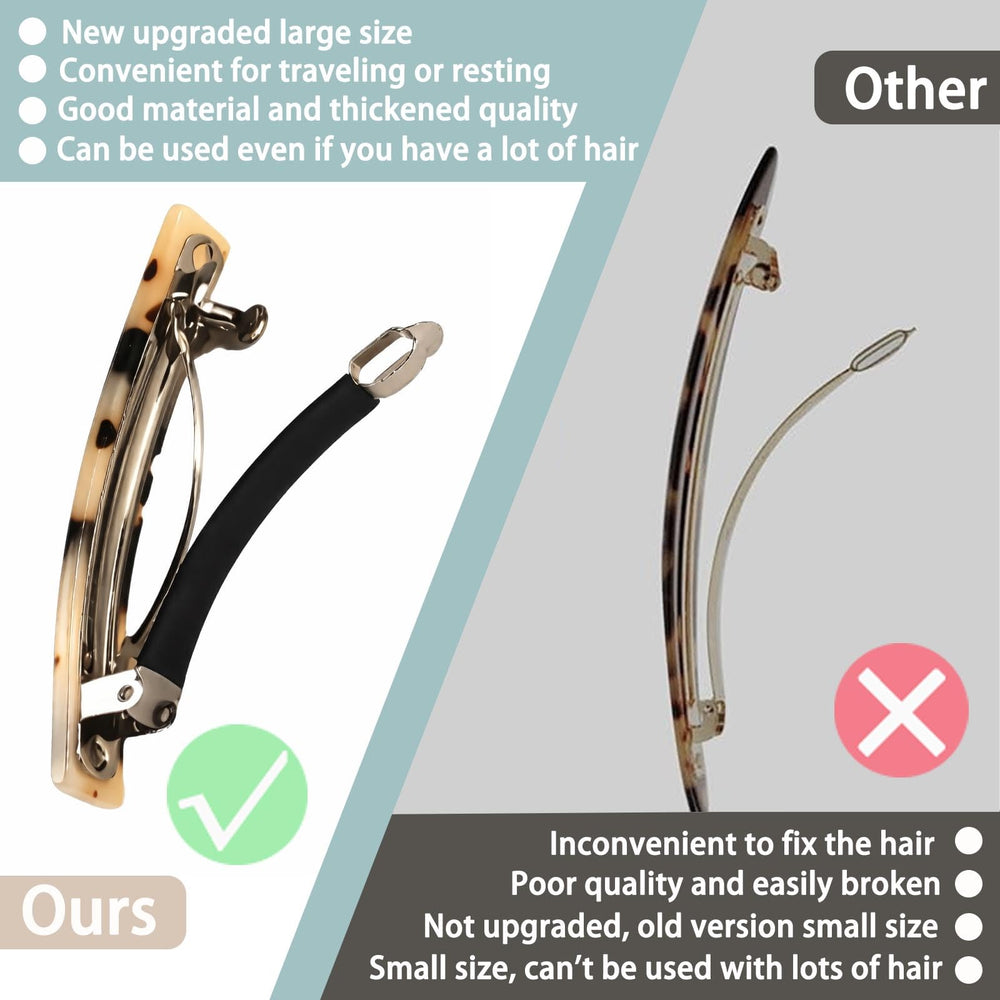 UKSKS barrettes beside ruler showing 3-inch size for accurate scale and fit visualization