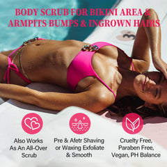 ulluxe applying scrub to bikini line for smoother skin