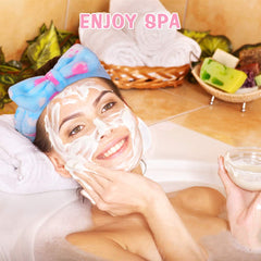 UMIKU headband in use during facial mask keeping hair away