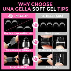 UNA GELLA hands applying a tip demonstrating easy press-on adhesion benefit
