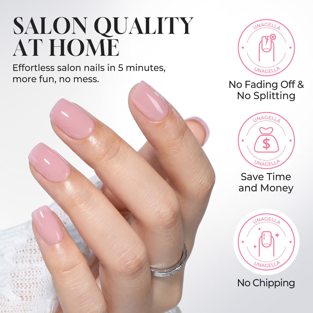 UNA GELLA applying press-on nail with glue for secure adhesion