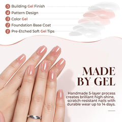 UNA GELLA application tools arranged with glue and tabs for complete at-home application