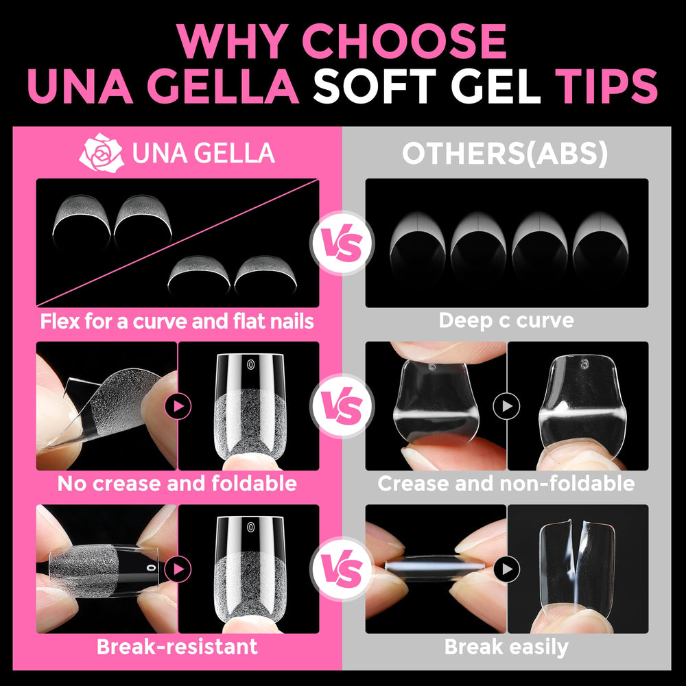 UNA GELLA applying glue to tip demonstrating fast, bubble-free adhesion