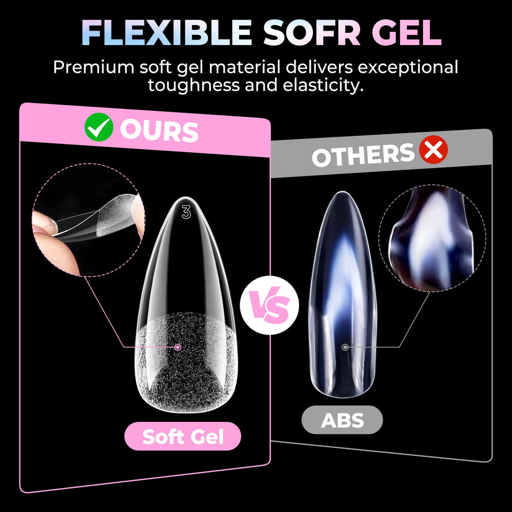 UNA GELLA hands applying a gel tip with glue for fast salon results