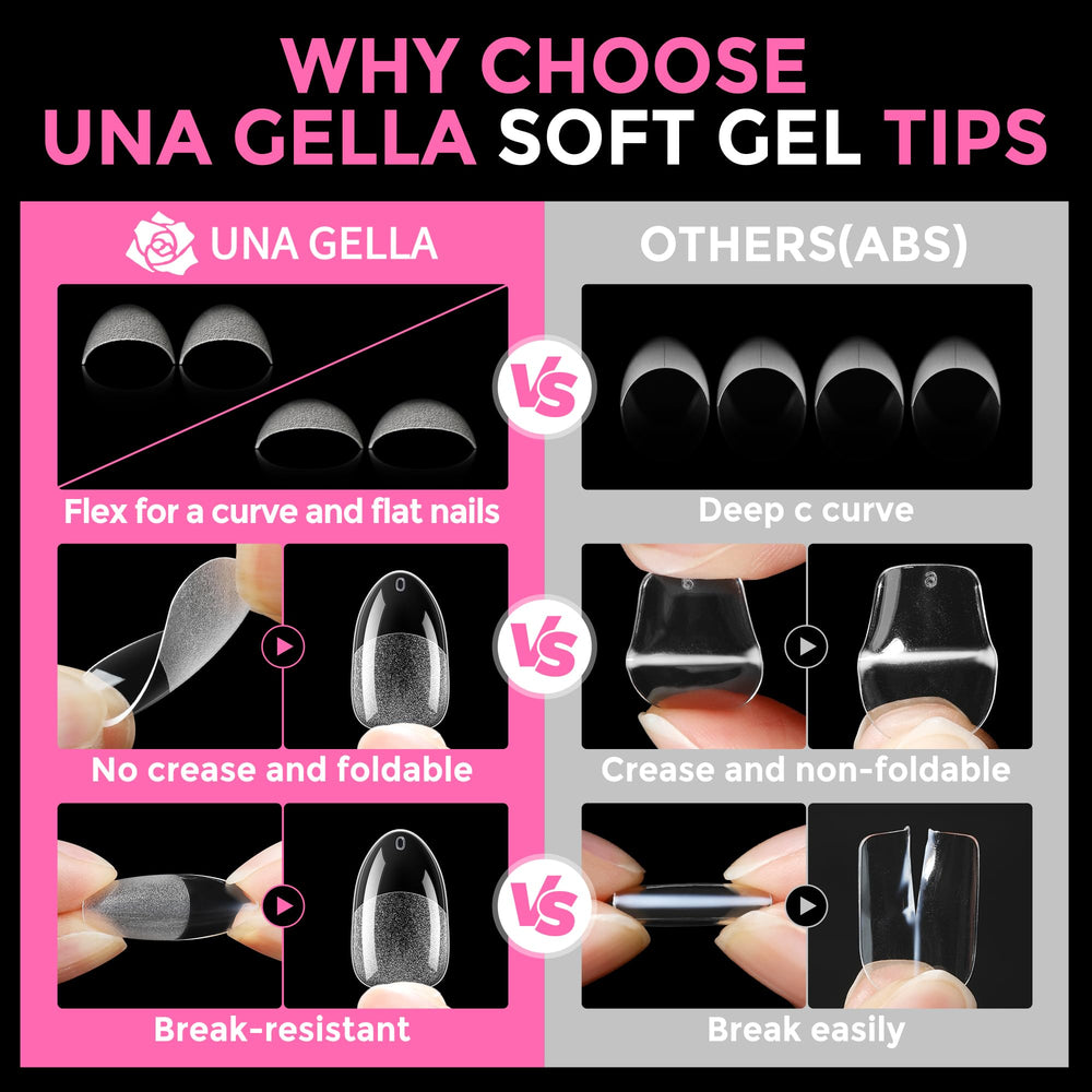 UNA GELLA applied press-on nails on hands showing natural full-cover look