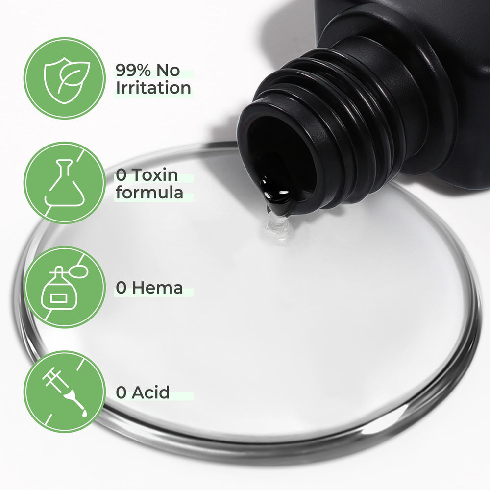 Open UNA GELLA bottle with steel needle highlighting leak-proof seal