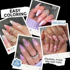UNA GELLA clear tip surface texture that accepts polish and nail art benefit