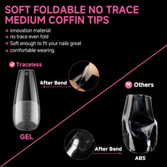 UNA GELLA clear tip bent to show no trace and flexible durability
