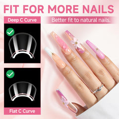 UNA GELLA clear tip detail under light, ideal for custom nail art