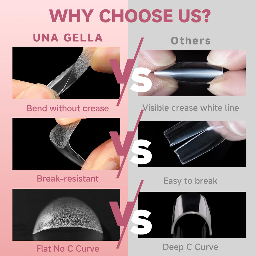 UNA GELLA reinforced front edge close-up for break resistance