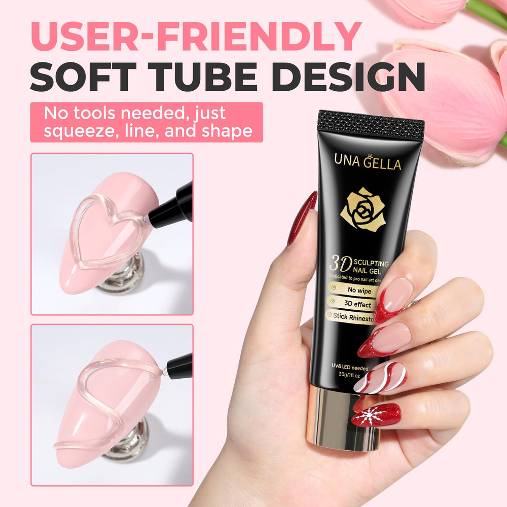 UNA GELLA embedding nail charms into gel to secure decorative accents