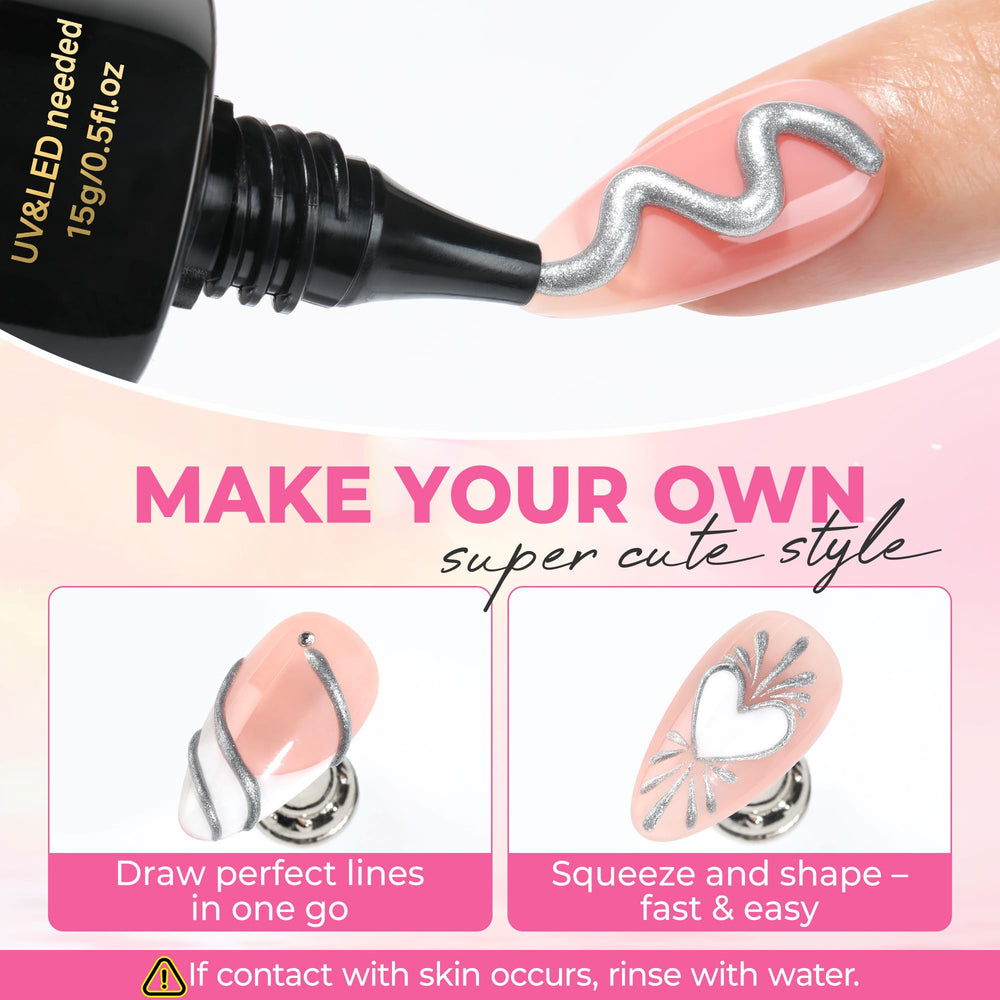 UNA GELLA French edge demo on nails showing precise line control benefit