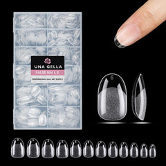 UNA GELLA front packaging showing 312-piece short oval set and quick application benefit