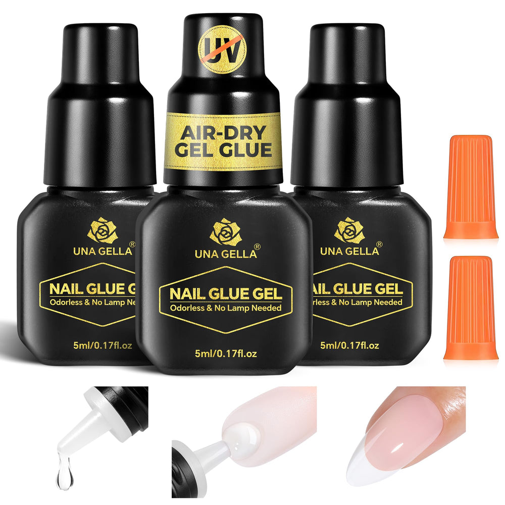 UNA GELLA front packaging showing three 5ml bottles and product benefits